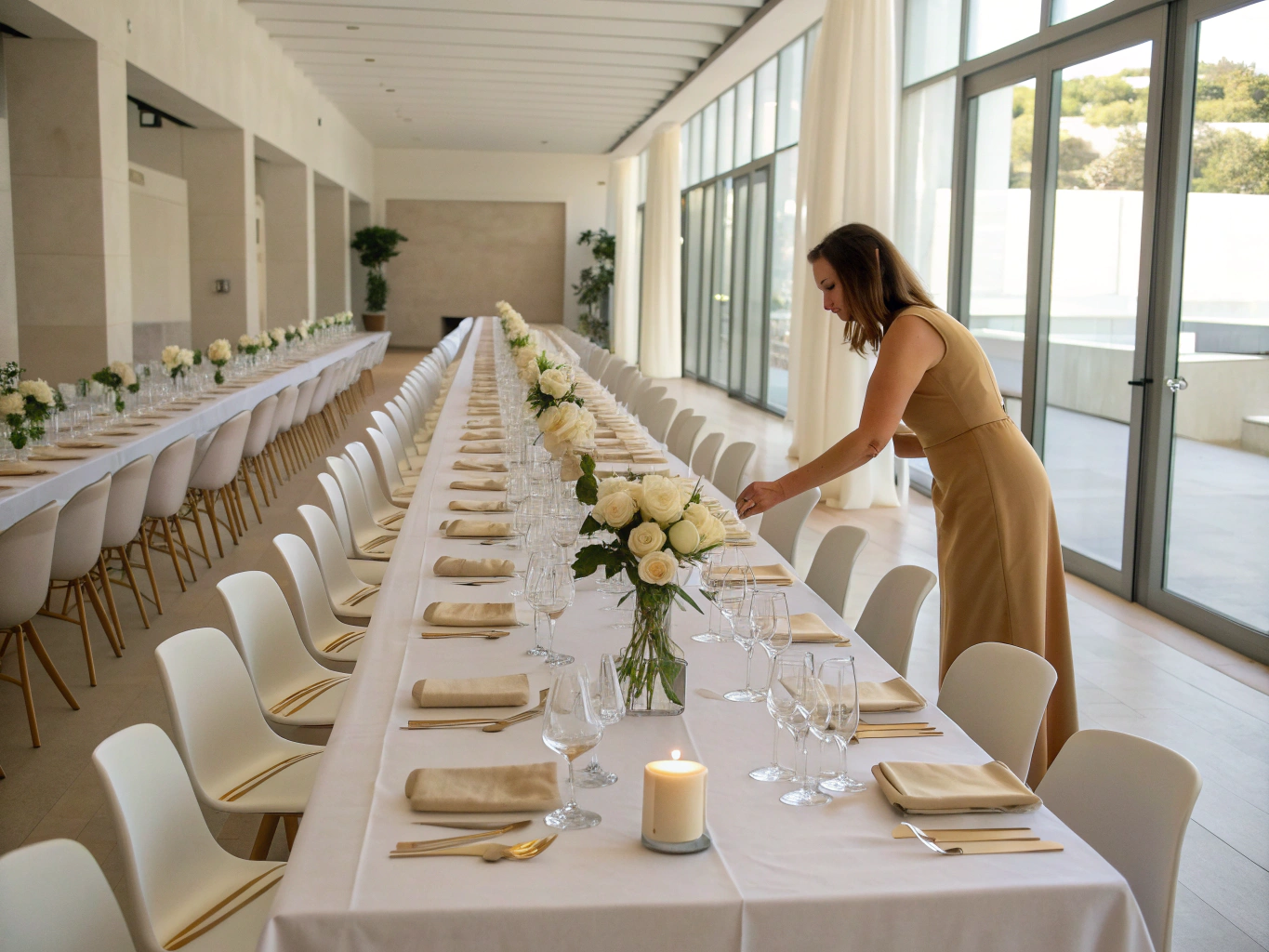 Beautifully decorated table centerpiece for a corporate event