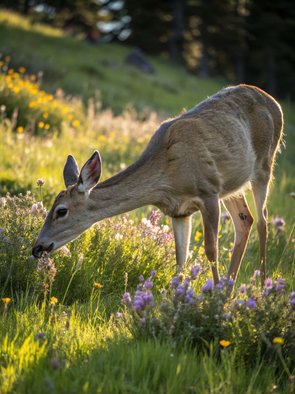 Heartwarming close up of a mother deer and her fawn