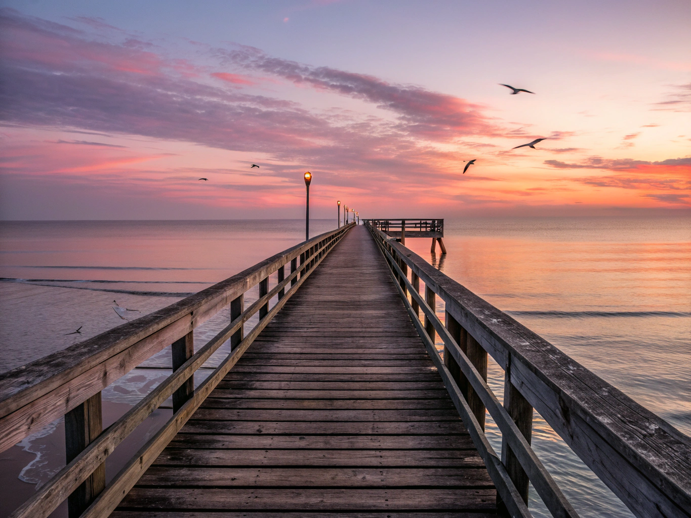 Calm and peaceful sunset casting a golden glow over the water