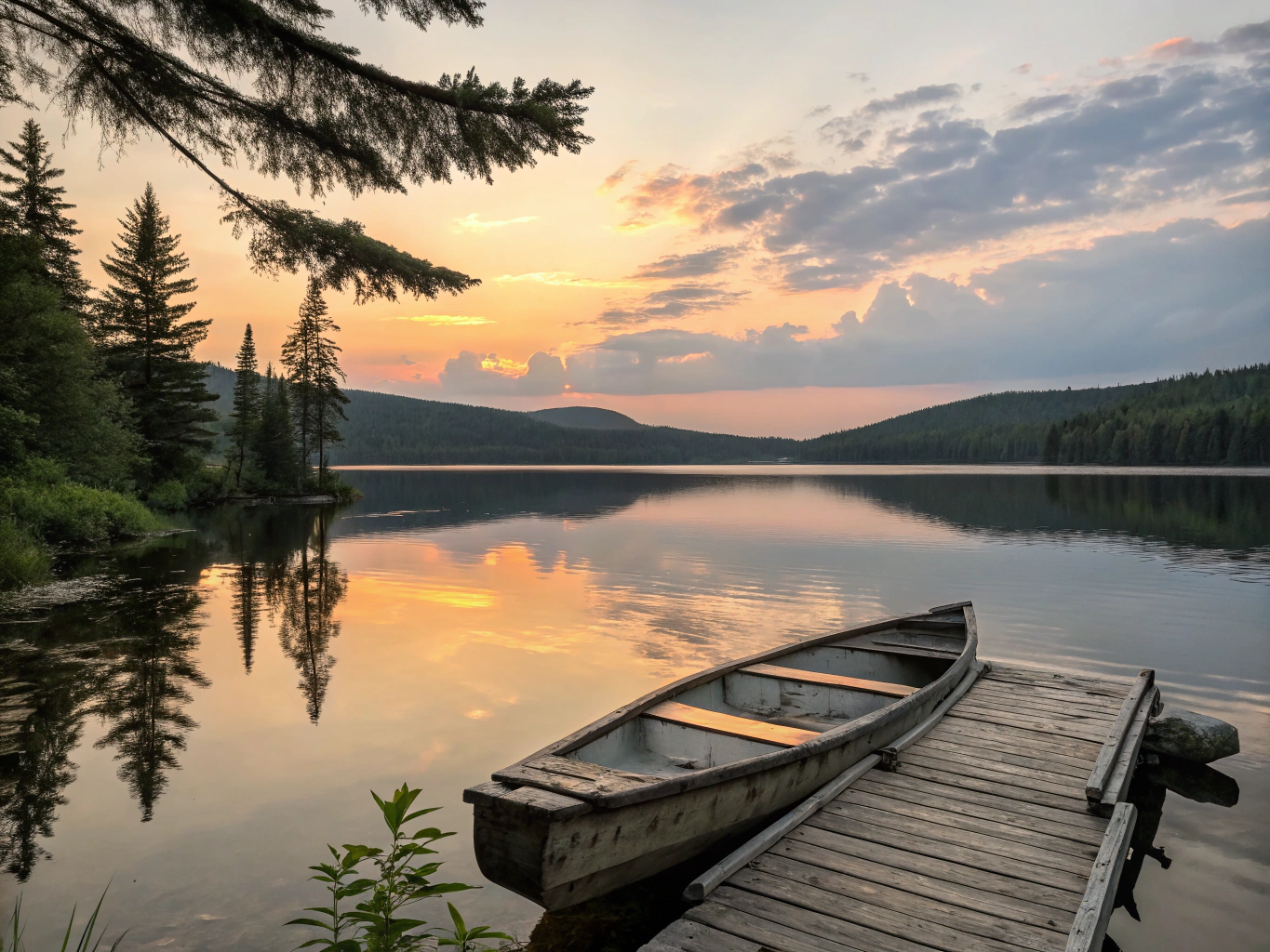 Serene lakeside view at Paradise Cove during sunset