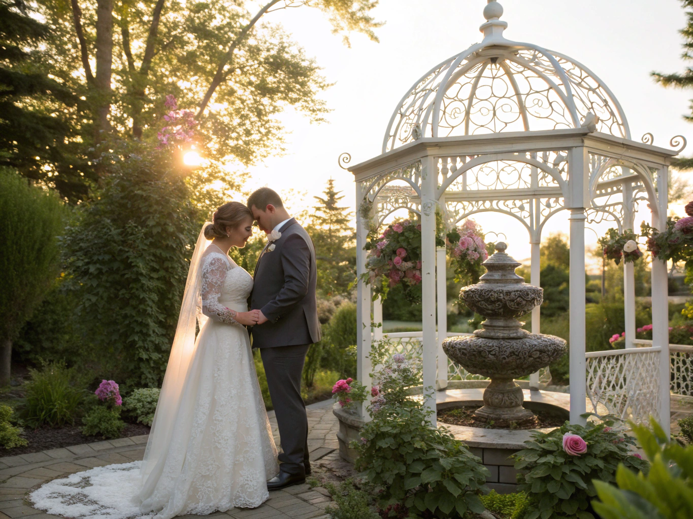 Couple at gazebo for wedding ceremony